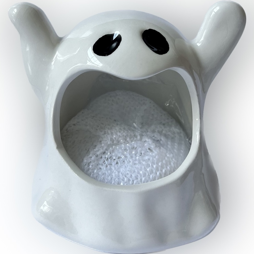 GHOST Halloween Scrub Dish Sponge Holder White Decoration Kitchen Sink New